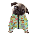 Green Striped Donut Pattern Print Dog Zip Up Jacket