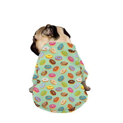 Green Striped Donut Pattern Print Dog Zip Up Jacket