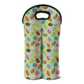 Green Striped Donut Pattern Print Double Neoprene Wine Tote