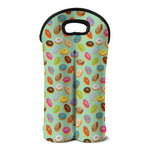 Green Striped Donut Pattern Print Double Neoprene Wine Tote