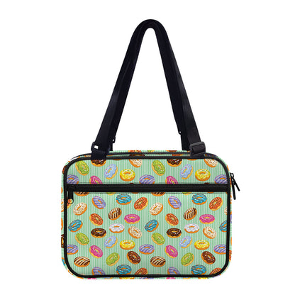 Green Striped Donut Pattern Print Double Strap Bible Bag