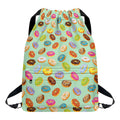 Green Striped Donut Pattern Print Drawstring Backpack