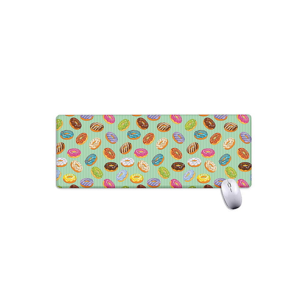 Green Striped Donut Pattern Print Extended Mouse Pad