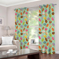 Green Striped Donut Pattern Print Extra Wide Grommet Curtains