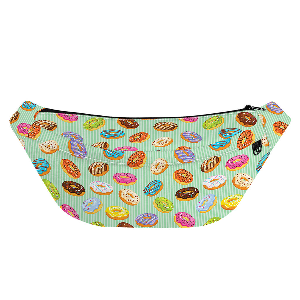 Green Striped Donut Pattern Print Fanny Pack