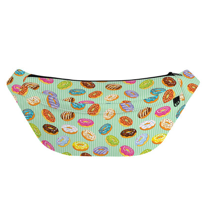 Green Striped Donut Pattern Print Fanny Pack