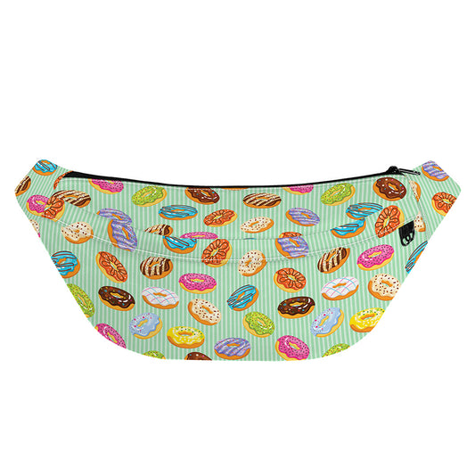 Green Striped Donut Pattern Print Fanny Pack