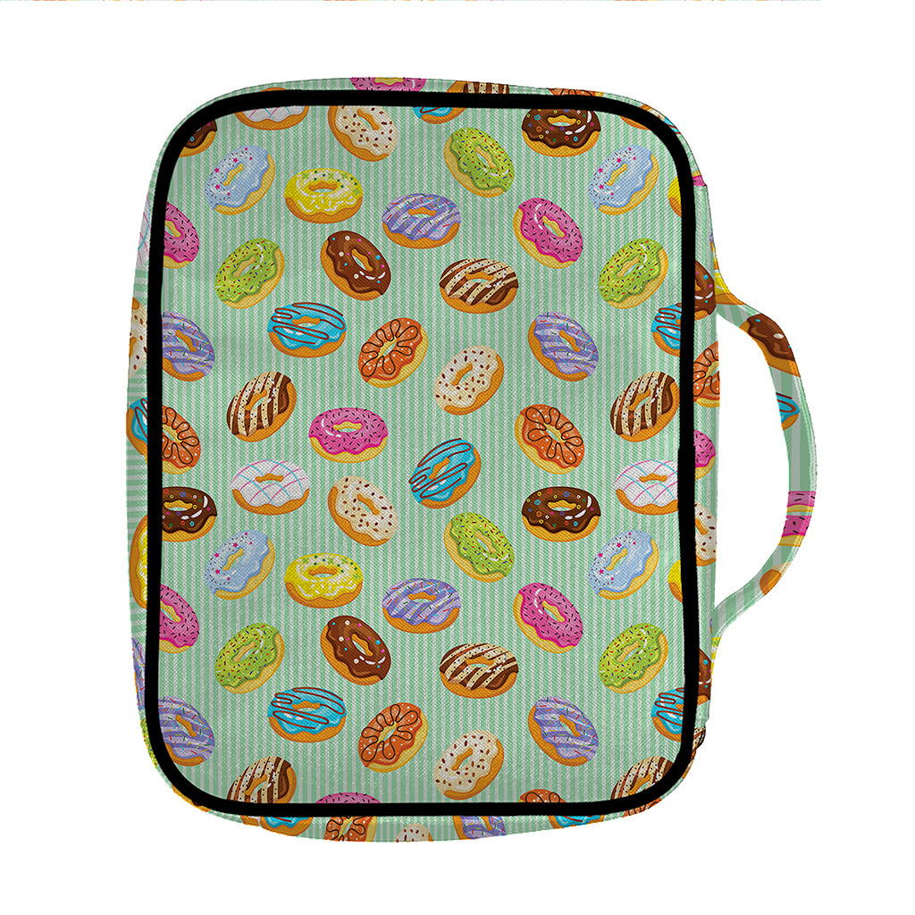 Green Striped Donut Pattern Print Front Pocket Bible Bag