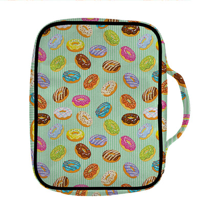 Green Striped Donut Pattern Print Front Pocket Bible Bag