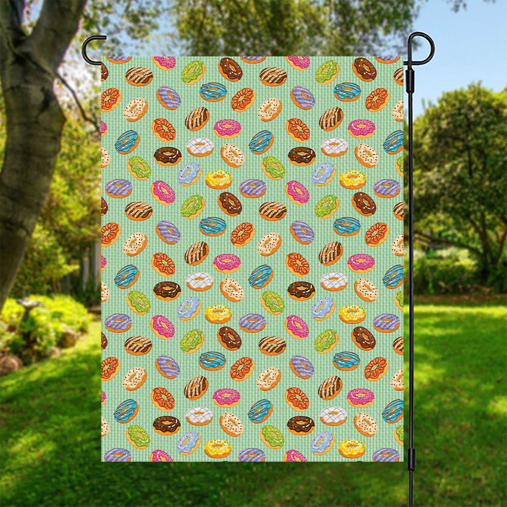 Green Striped Donut Pattern Print Garden Flag