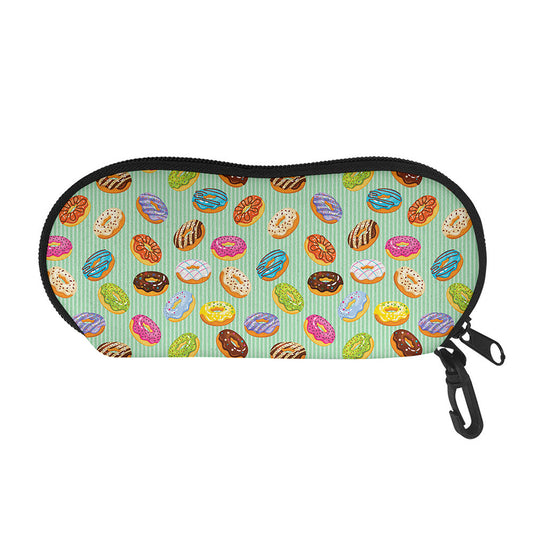 Green Striped Donut Pattern Print Glasses Case
