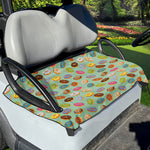 Green Striped Donut Pattern Print Golf Cart Seat Cover