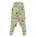 Green Striped Donut Pattern Print Hammer Pants