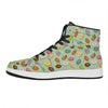 Green Striped Donut Pattern Print High Top Leather Sneakers