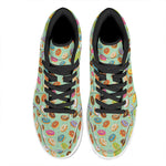 Green Striped Donut Pattern Print High Top Leather Sneakers