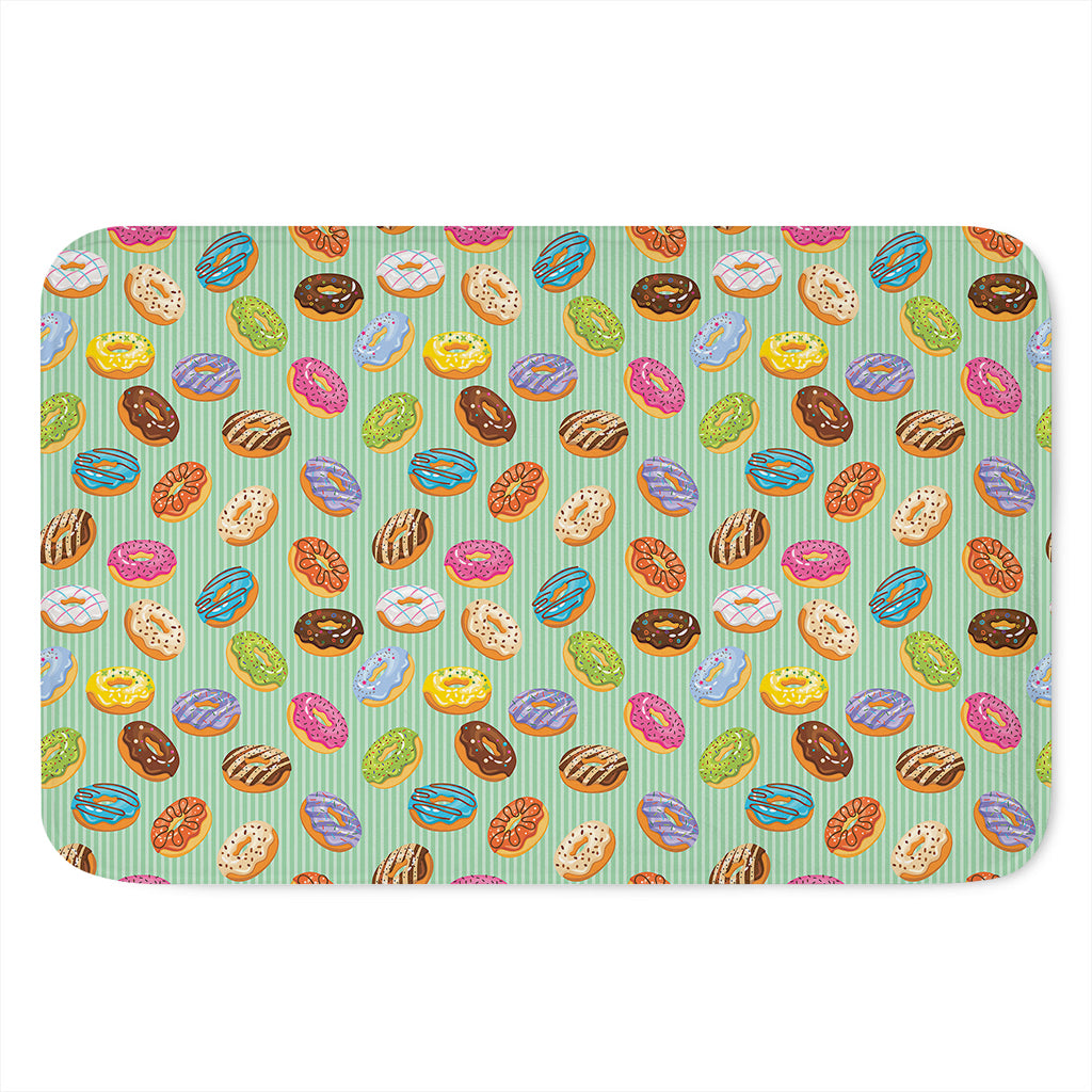 Green Striped Donut Pattern Print Indoor Door Mat