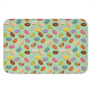 Green Striped Donut Pattern Print Indoor Door Mat