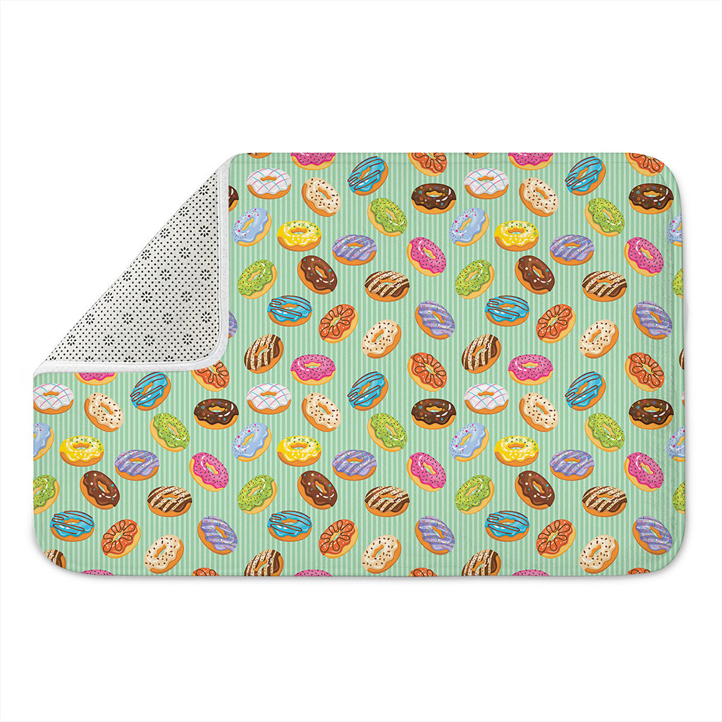 Green Striped Donut Pattern Print Indoor Door Mat