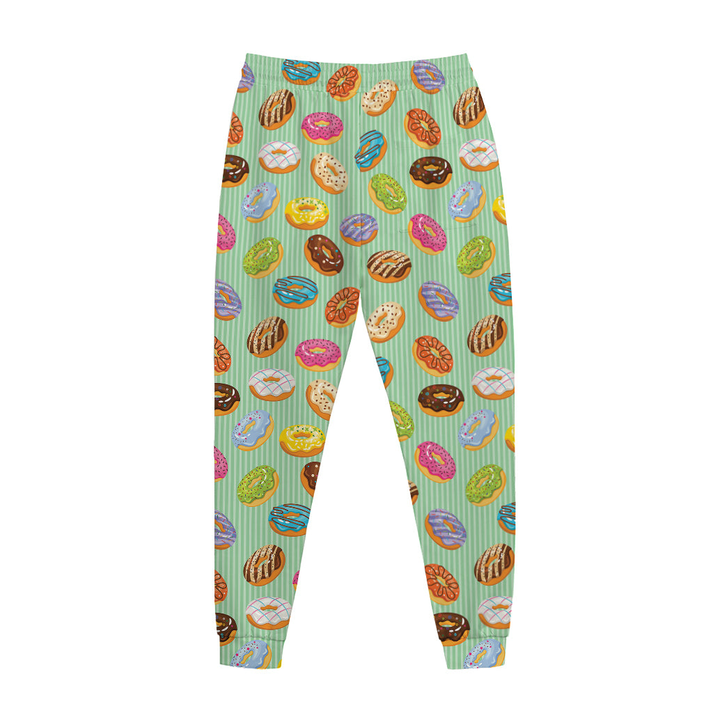 Green Striped Donut Pattern Print Jogger Pants