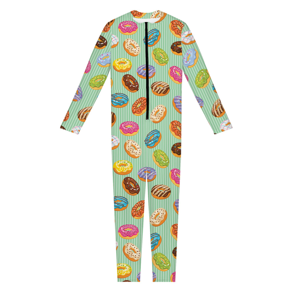 Green Striped Donut Pattern Print Jumpsuit