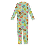 Green Striped Donut Pattern Print Jumpsuit