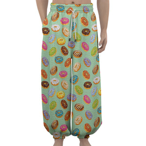 Green Striped Donut Pattern Print Lantern Pants