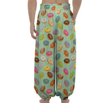 Green Striped Donut Pattern Print Lantern Pants