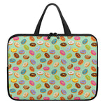 Green Striped Donut Pattern Print Laptop Sleeve With Handle