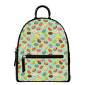 Green Striped Donut Pattern Print Leather Backpack