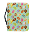 Green Striped Donut Pattern Print Leather Bible Cover