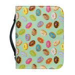 Green Striped Donut Pattern Print Leather Bible Cover