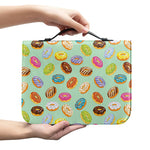 Green Striped Donut Pattern Print Leather Bible Cover