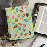 Green Striped Donut Pattern Print Leather Bible Cover
