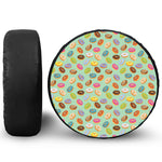 Green Striped Donut Pattern Print Leather Spare Tire Cover