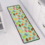 Green Striped Donut Pattern Print Long Kitchen Mat