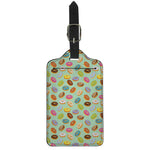 Green Striped Donut Pattern Print Luggage Tag