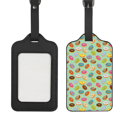 Green Striped Donut Pattern Print Luggage Tag