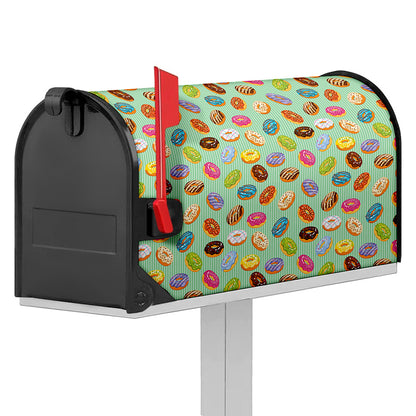 Green Striped Donut Pattern Print Mailbox Cover