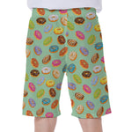 Green Striped Donut Pattern Print Men's Beach Shorts