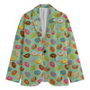 Green Striped Donut Pattern Print Men's Blazer