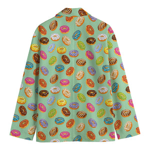 Green Striped Donut Pattern Print Men's Blazer