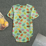 Green Striped Donut Pattern Print Men's Bodysuit