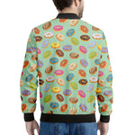 Green Striped Donut Pattern Print Men's Bomber Jacket