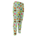 Green Striped Donut Pattern Print Men's Compression Pants