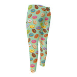 Green Striped Donut Pattern Print Men's Compression Pants