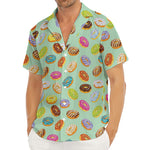 Green Striped Donut Pattern Print Men's Deep V-Neck Shirt