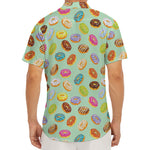 Green Striped Donut Pattern Print Men's Deep V-Neck Shirt
