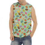 Green Striped Donut Pattern Print Men's Fitness Tank Top