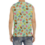 Green Striped Donut Pattern Print Men's Fitness Tank Top