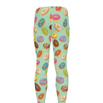 Green Striped Donut Pattern Print Men's leggings